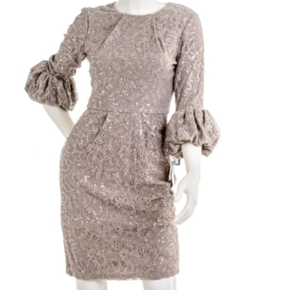 Betsey & Adams grey silver flair sleeve dress 12 - Picture 5 of 10